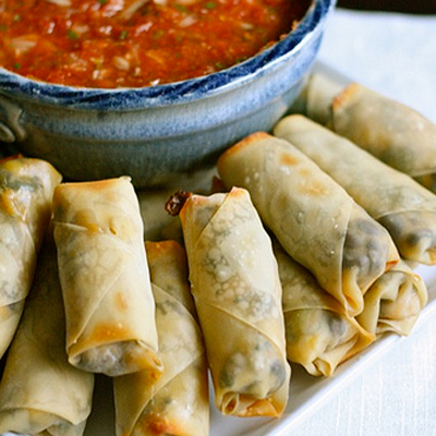 Baked Southwestern Egg Rolls - paired with my favorite homemade salsa, these were devoured in no time!