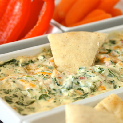 Four Cheese Spinach Dip, perfect for the Superbowl!