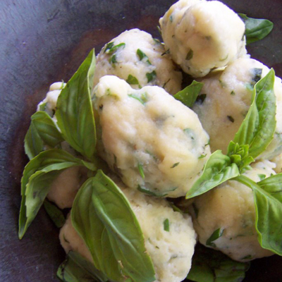 Ricotta dumplings... which to me sound like ricotta gnocchi. mmm.