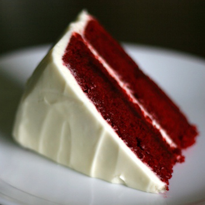 Red Velvet Cake. Although cupcakes are trendy, nothing beats a slice of the real thing!
