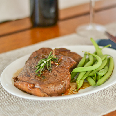 Lamb Steak with Rosemary and Red Wine Sauce