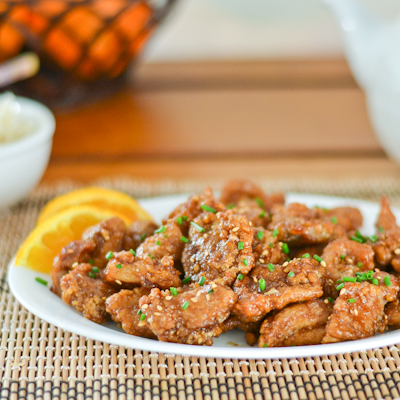 Chinese style orange chicken.