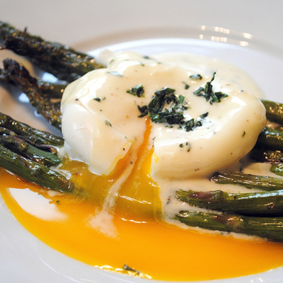 Roasted Asparagus with Poached Egg and Lemon-Mustard Sauce. Perfect for Easter brunch or dinner.