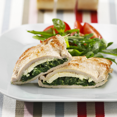 Easy to make recipe with stuffed pork and spinach, sheep's cheese and cooked in butter.