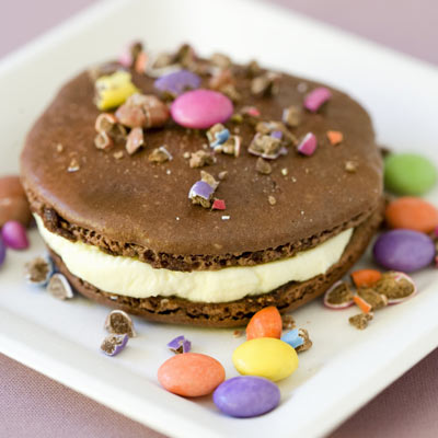 Chocolate Whoopie pie with chocolate buttons recipe.