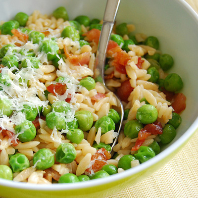 Bacon & Peas with Orzo