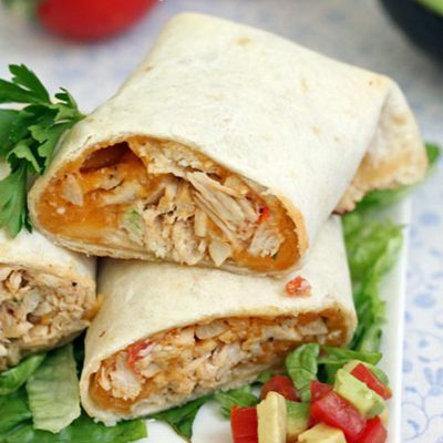 Baked Cheddar Chicken Chimichangas