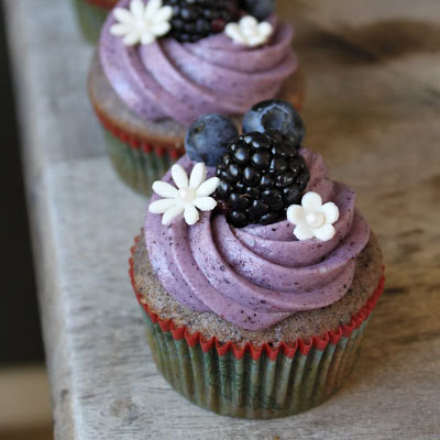 Blueberry-Blackberry Cupcake with Blueberry Cream Cheese Frosting