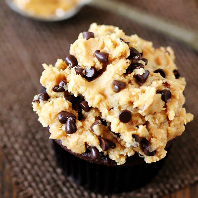 Chocolate Cupcakes with Peanut Butter Cookie Dough Frosting