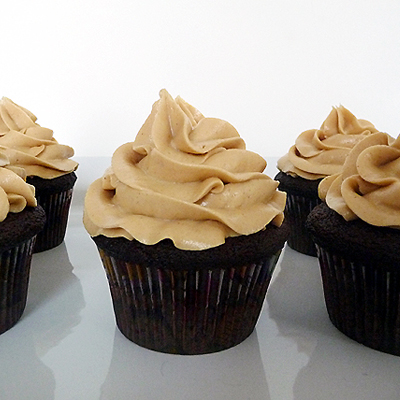 Dark Chocolate Cupcakes with Peanut Butter Frosting
