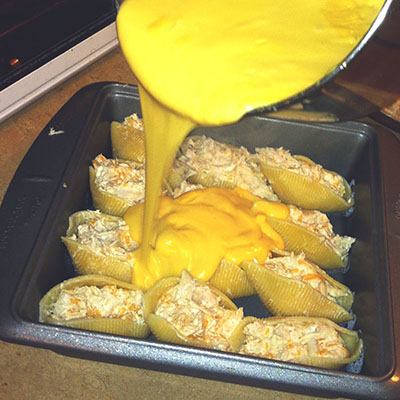 Mac n' Cheese Chicken Stuffed Shells OMG!