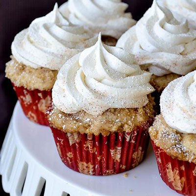 My favorite breakfast of french toast in the form of a cupcake with a delicious maple buttercream.