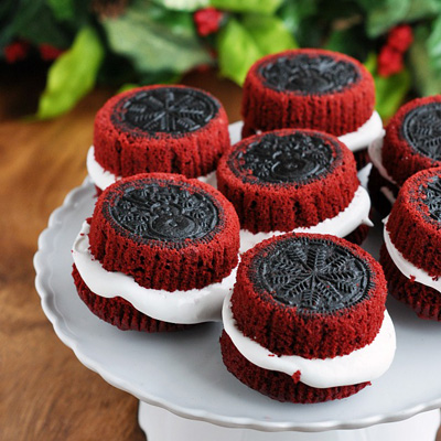 Red Velvet OREO Stuffed Cupcakes