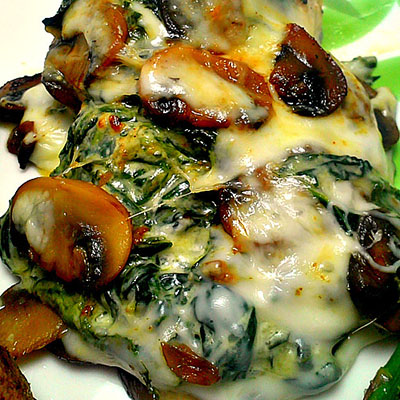 Smothered Chicken w/ Mushrooms and Spinach - perfect dinner...