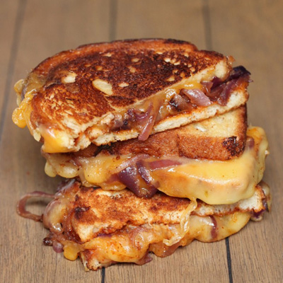 Sweet & Spicy Caramelized Onion BBQ Grilled Cheese