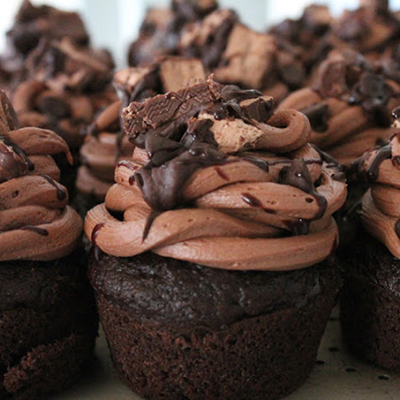 Peppermint Qua-Triple Chocolate Cupcakes