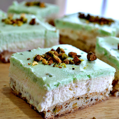 Lady Behind The Curtain - Pistachio Triple Layer Bars