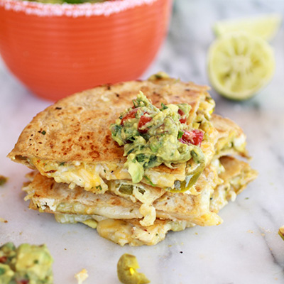 Margarita Chicken Quesadilla with Margarita Guacamole