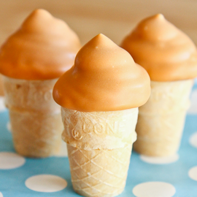 Mini Butterscotch Cone Dip Cupcake Cones