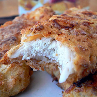 Ultimate Chicken Fingers- Bisquick, parmesean, garlic powder, paprika & salt. Mix those ingredients together, dunk chicken tenders in some egg and into the bisquick mixture and onto a cookie sheet. Spray with Pam and bake at 450 until crispy!