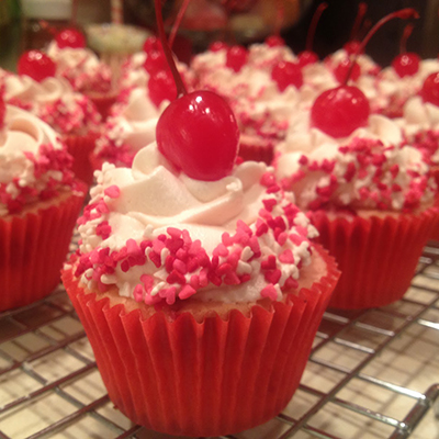 Cherry Chip Cupcakes with Sweet Cherry Buttercream