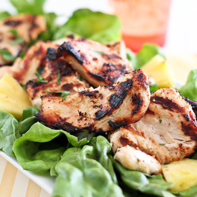 Pineapple Grilled Chicken - the enzymes in the pineapple make it really tender.