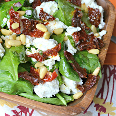 Sicilian Spinach Salad with Fresh Basil Vinaigrette