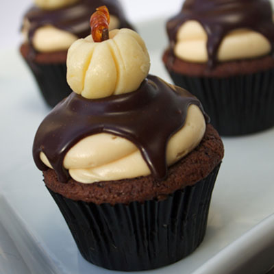 Chocolate Pumpkin Cake with Salted Caramel Frosting