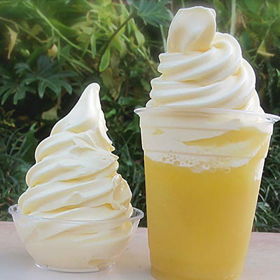 Dole Whip - Soft serve frozen dessert made with crushed pineapples, lemon juice, and lime juice. from Aloha Isle in Magic Kingdom at Disney World!