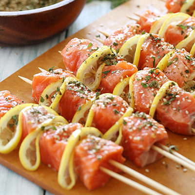 Grilled Salmon Kebabs