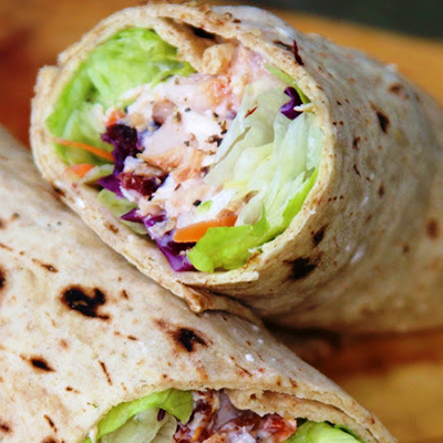 Cranberry Cherry Chicken Wrap - a a quick and healthy lunch wrap, that comes together in a snap thanks to convenience grocery items and packs a punch with a whole grain flat bread wrap and lots of protein to keep you going strong!