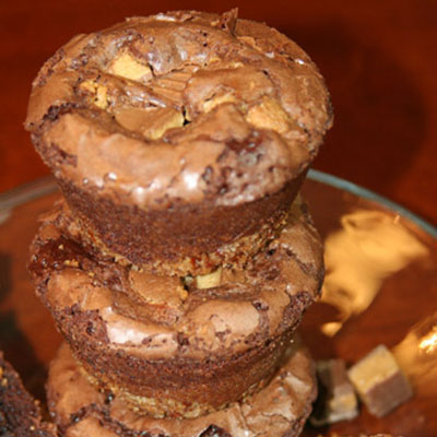 Ultimate Pretzel Crusted Peanut Butter Cookie Candy Brownie Cupcakes