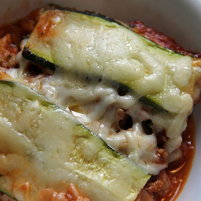 Zucchini Lasagna. Low carb but high in flavor. Only 300 calories for 1/4 of an 8X8 dish!