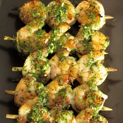 Cilantro Pesto Grilled Shrimp