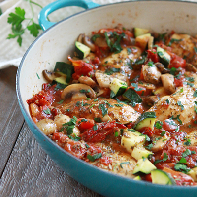 Italian Chicken, Mushroom, and Zucchini Skillet