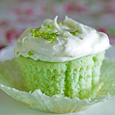 Key lime cupcakes with cream cheese frosting.