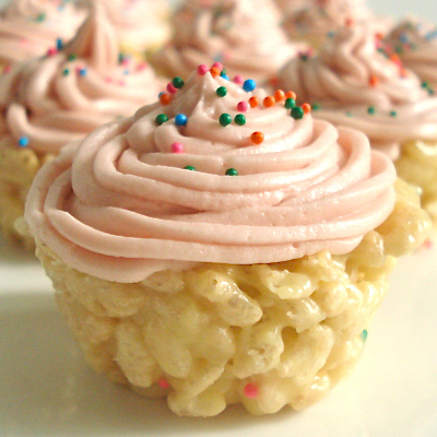 Cake Batter Rice Krispie Cupcakes