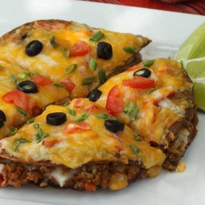 Skinny Mexican Pizza - one of my teens' favorites.. no one will guess its turkey!