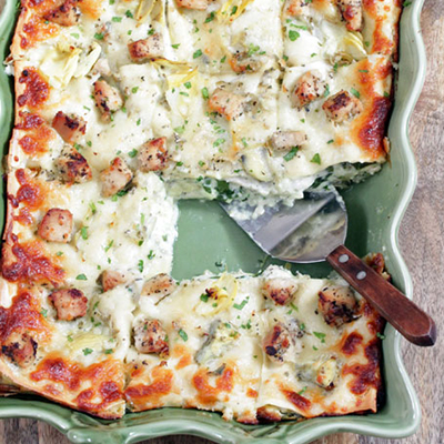 Artichoke Chicken and Spinach Lasagna