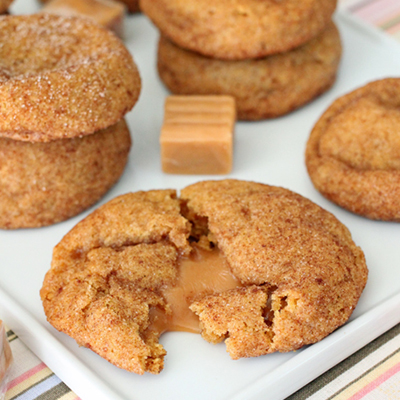 Caramel Stuffed Pumpkin Cookies