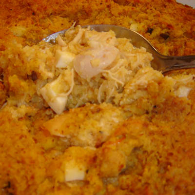 Chicken n Dressing Casserole - "this dish takes the comfort foods of Thanksgiving and rolls them all up into one! Maybe just add a side of Cranberry Sauce!"