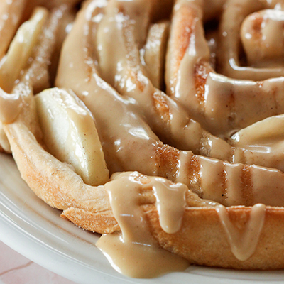 Spiral Apple Bread with Caramel Apple Glaze