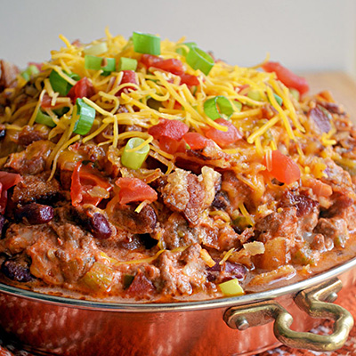 Chili Cheese Dog Dip Recipe ~ Says: is loaded up with all of your favorite chili cheese dog ingredients (plus a few more, because we like our chili dogs - and our dips - to be out-of-this-world). serve this with tortilla chips, bread, potato chips, or spoons. :)