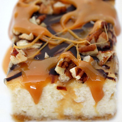 Caramel Pecan Cheesecake Bars