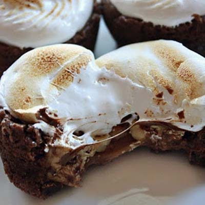 Chocolate Graham Cracker Cupcakes with Toasted Marshmallow