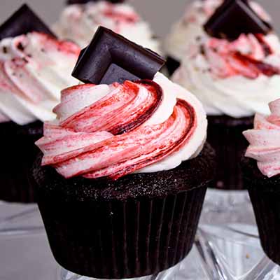 Dark Chocolate Raspberry Curd Filled Cupcakes