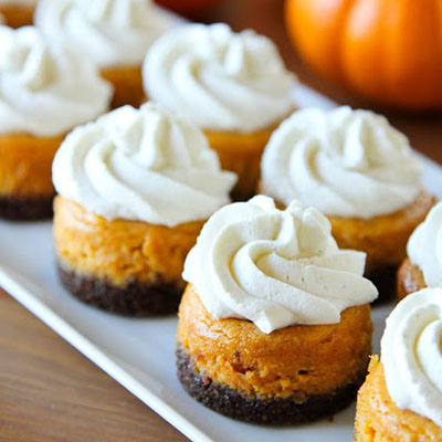 Mini Pumpkin Cheesecakes with Gingersnap Crusts
