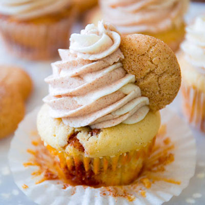 Snickerdoodle Cupcakes with Cinnamon Swirl Frosting