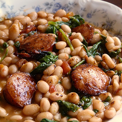 White Beans with Spinach & Sausage