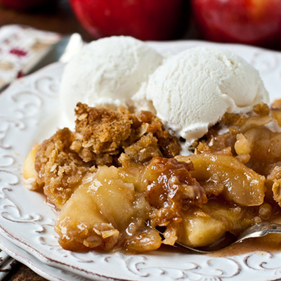 Apple Crisp ~ This is a great recipe! Easy and delicious! Serve warm with ice cream, I like a drizzle of caramel too. Thanks Martha!